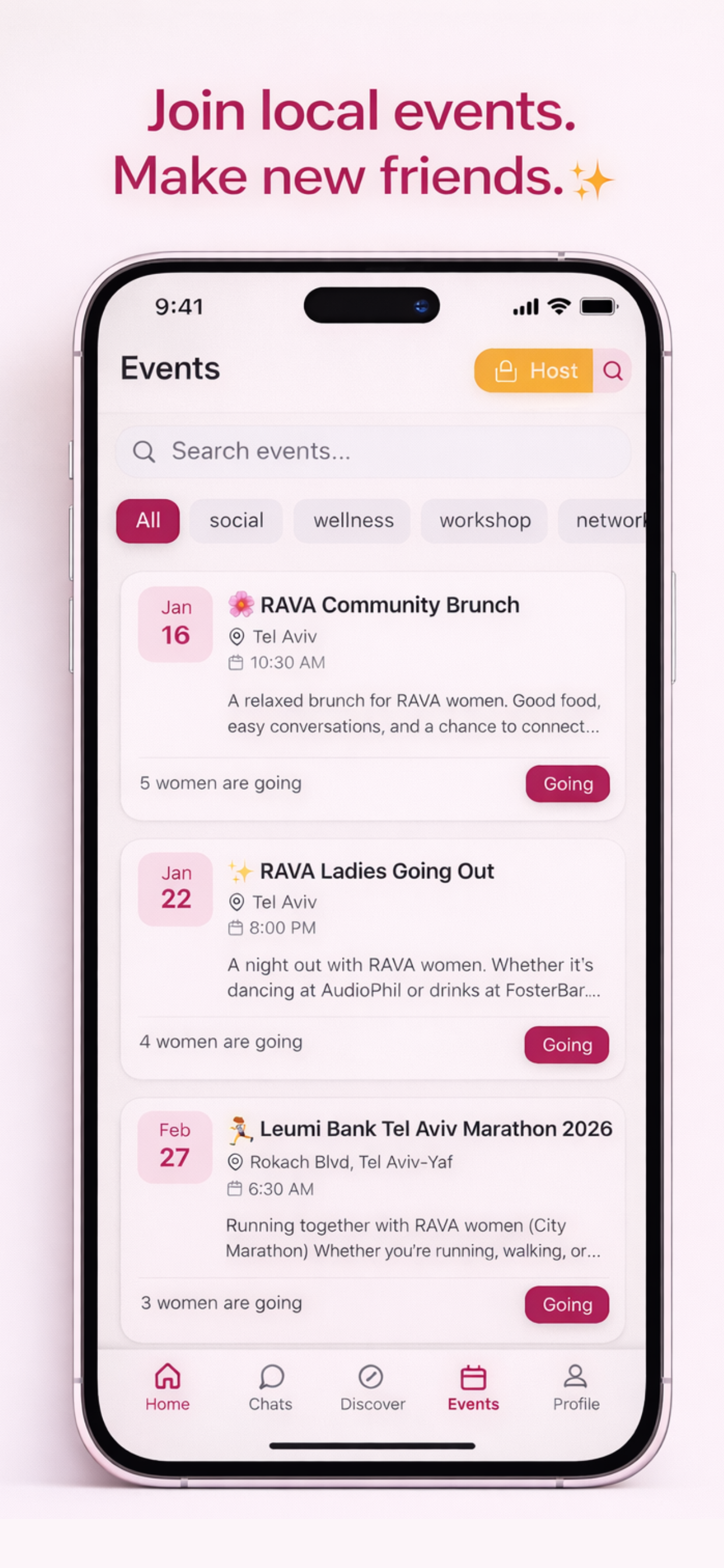 RAVA Events screenshot